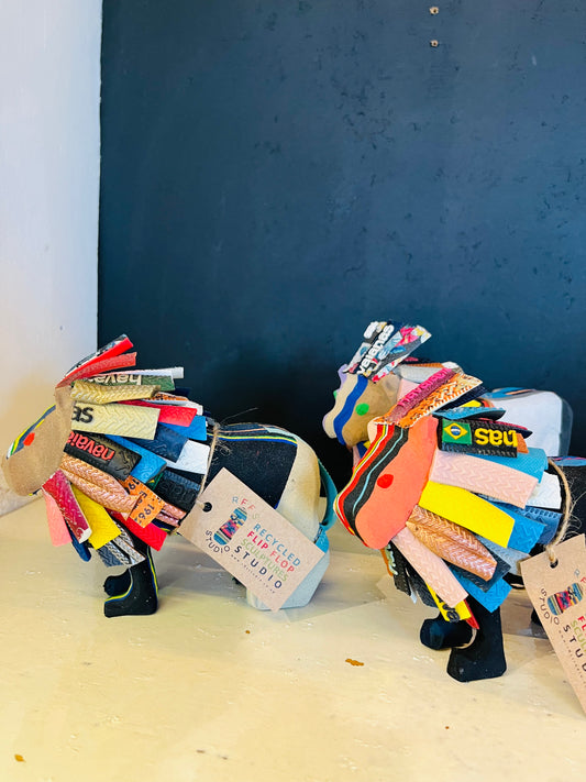 Lion Sculpture – Recycled Flip Flop Handmade African Art