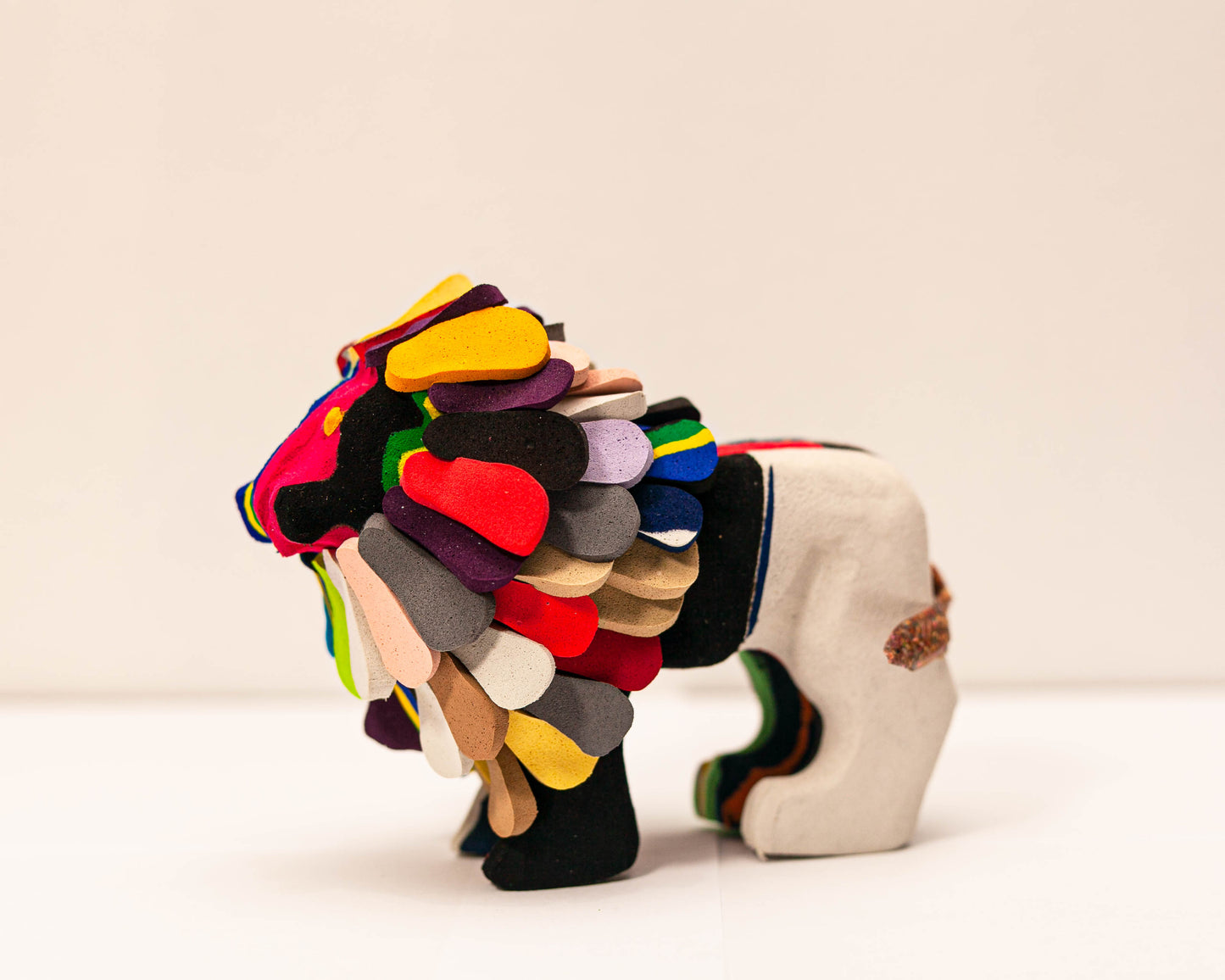 Handmade recycled flip flop lion sculpture by RFFS Studio, Cape Town