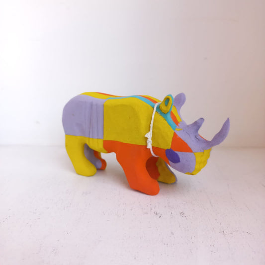 Handmade recycled flip flop rhino sculpture by RFFS Studio, Cape Town