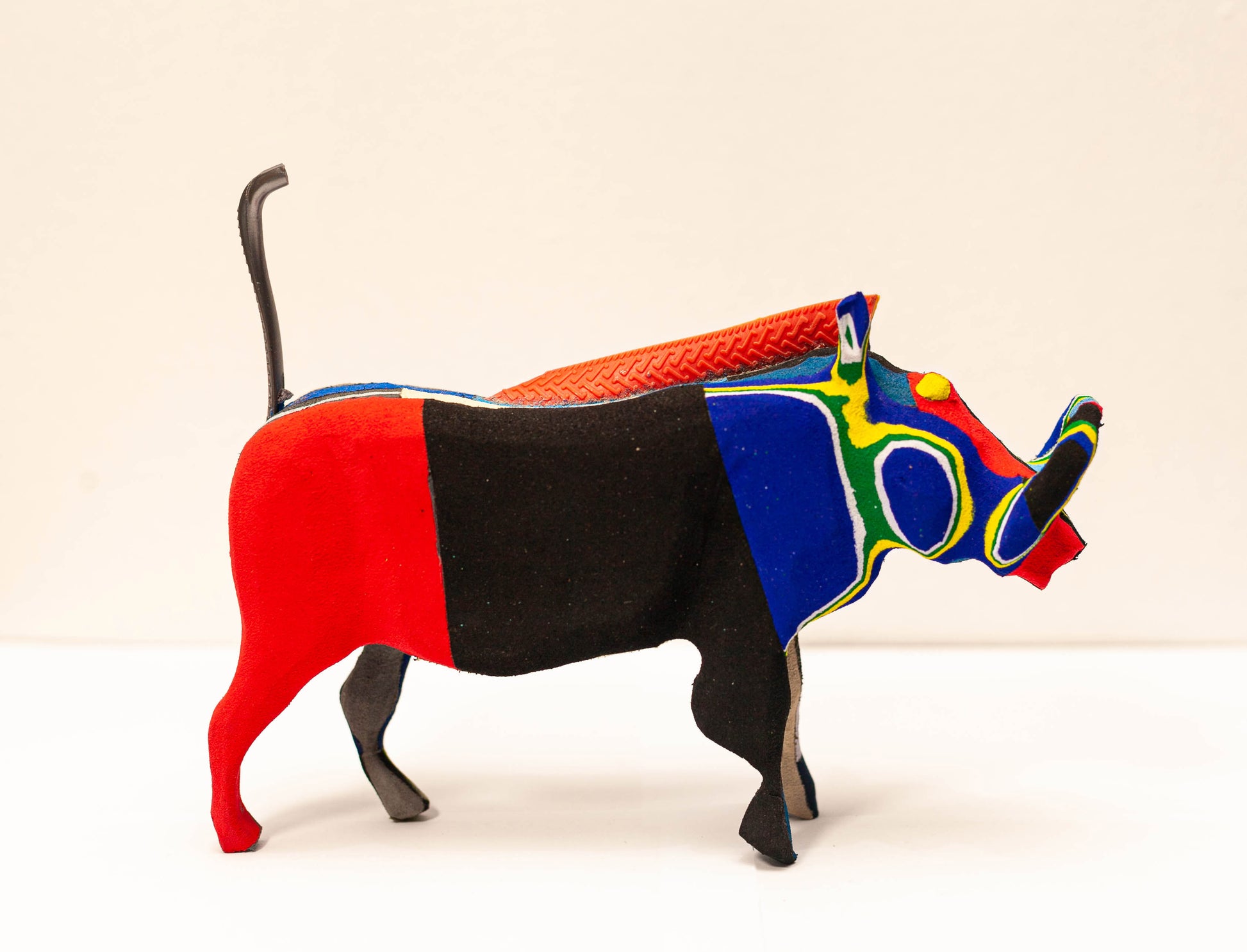 Handmade recycled flip flop warthog sculpture by RFFS Studio, Cape Town