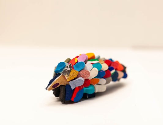 Handmade recycled flip flop pangolin sculpture by RFFS Studio, Cape Town