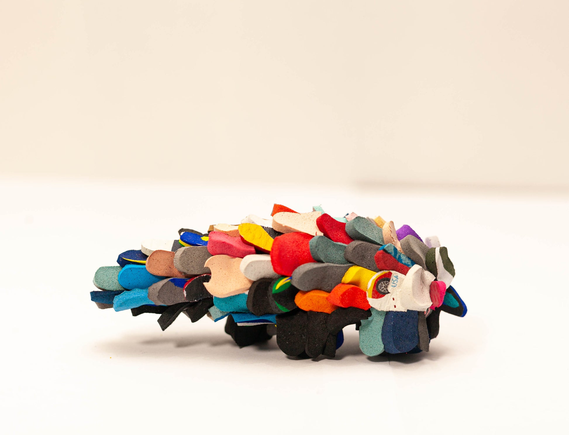 Handmade recycled flip flop pangolin sculpture by RFFS Studio, Cape Town