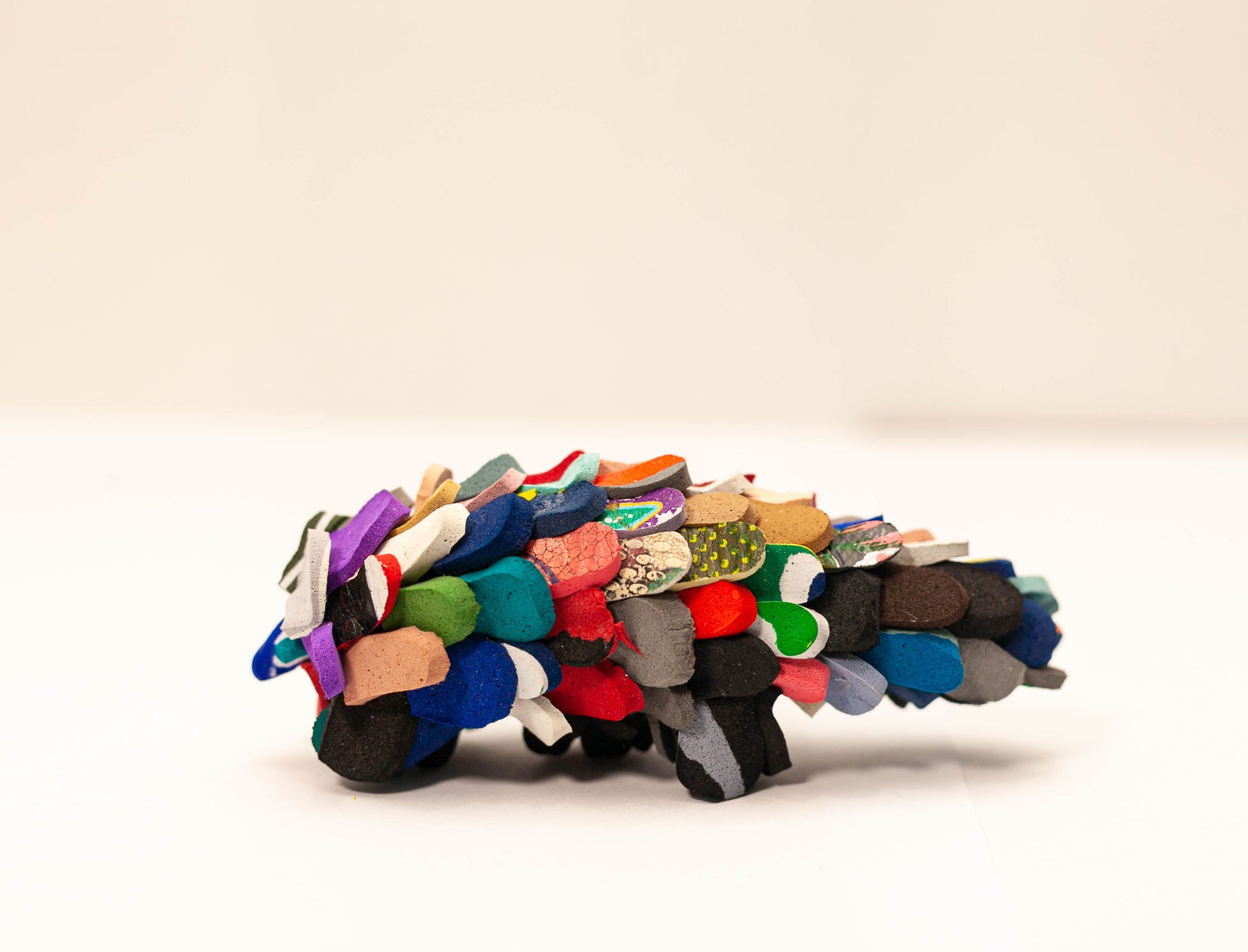 Handmade recycled flip flop pangolin sculpture by RFFS Studio, Cape Town