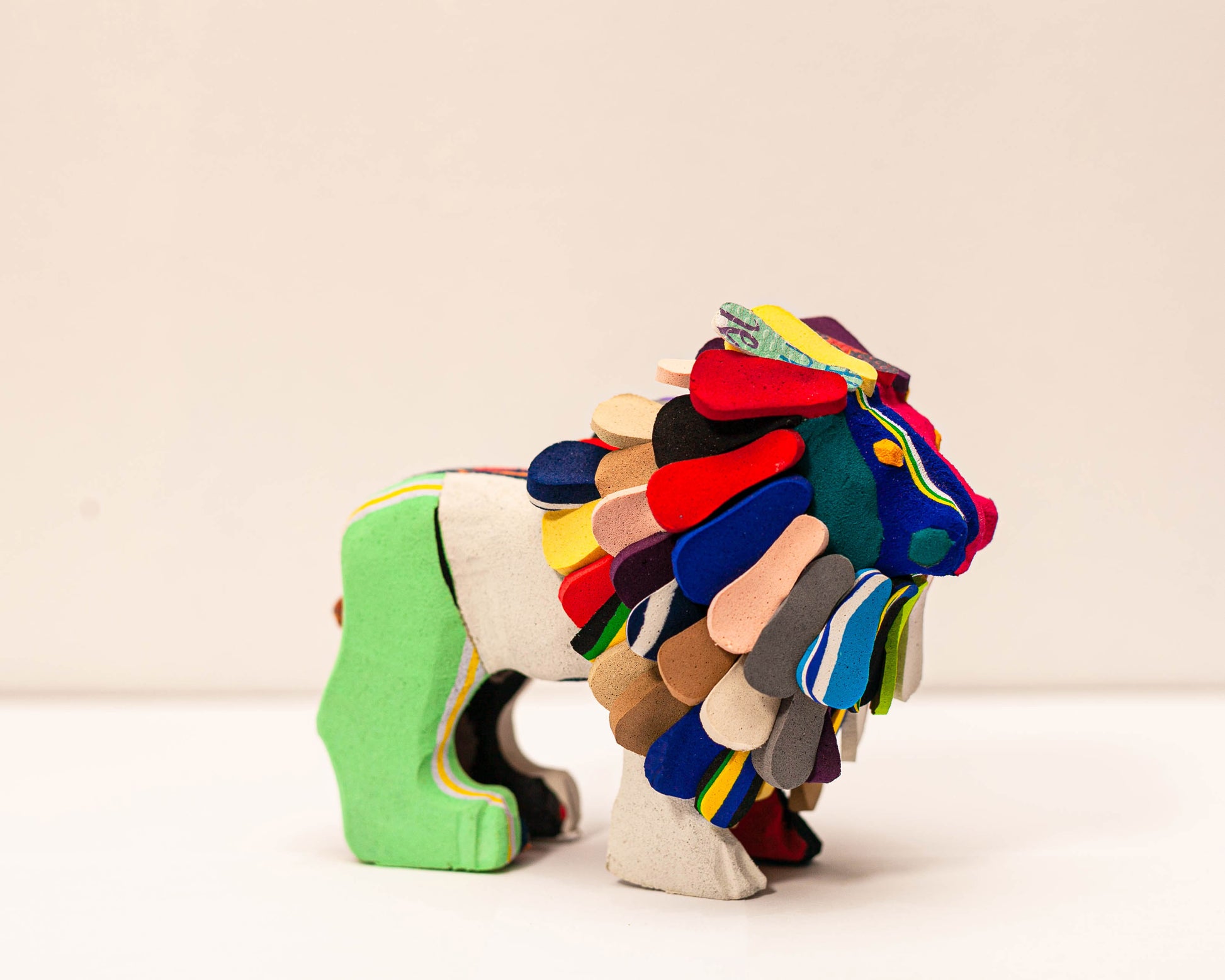 Handmade recycled flip flop lion sculpture by RFFS Studio, Cape Town
