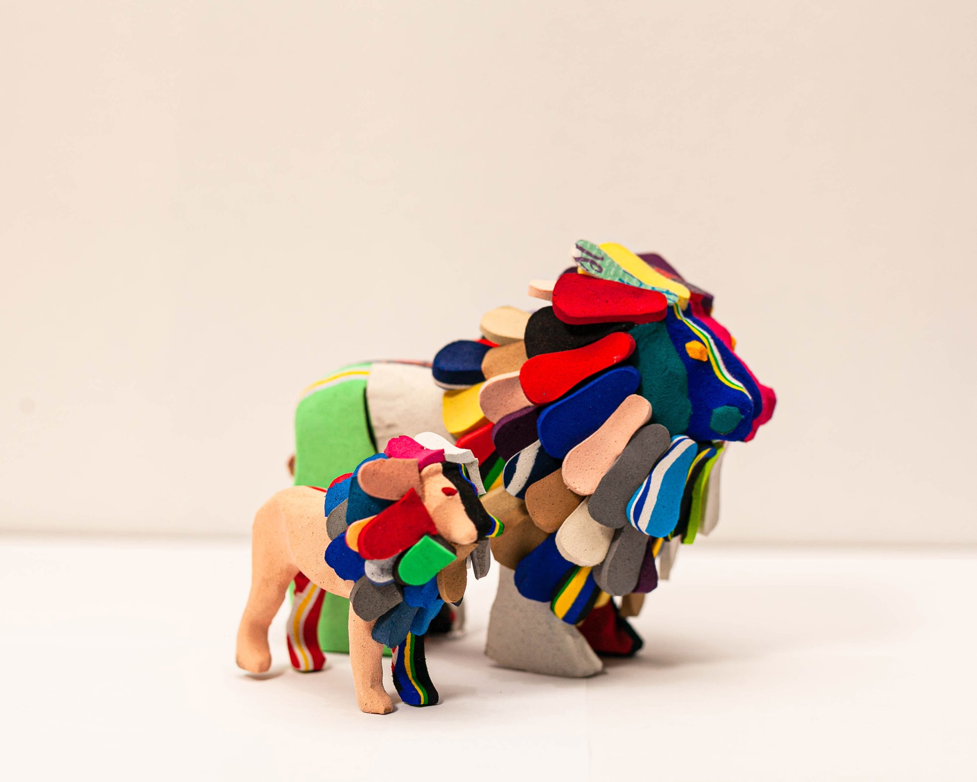 Handmade recycled flip flop lion sculpture by RFFS Studio, Cape Town