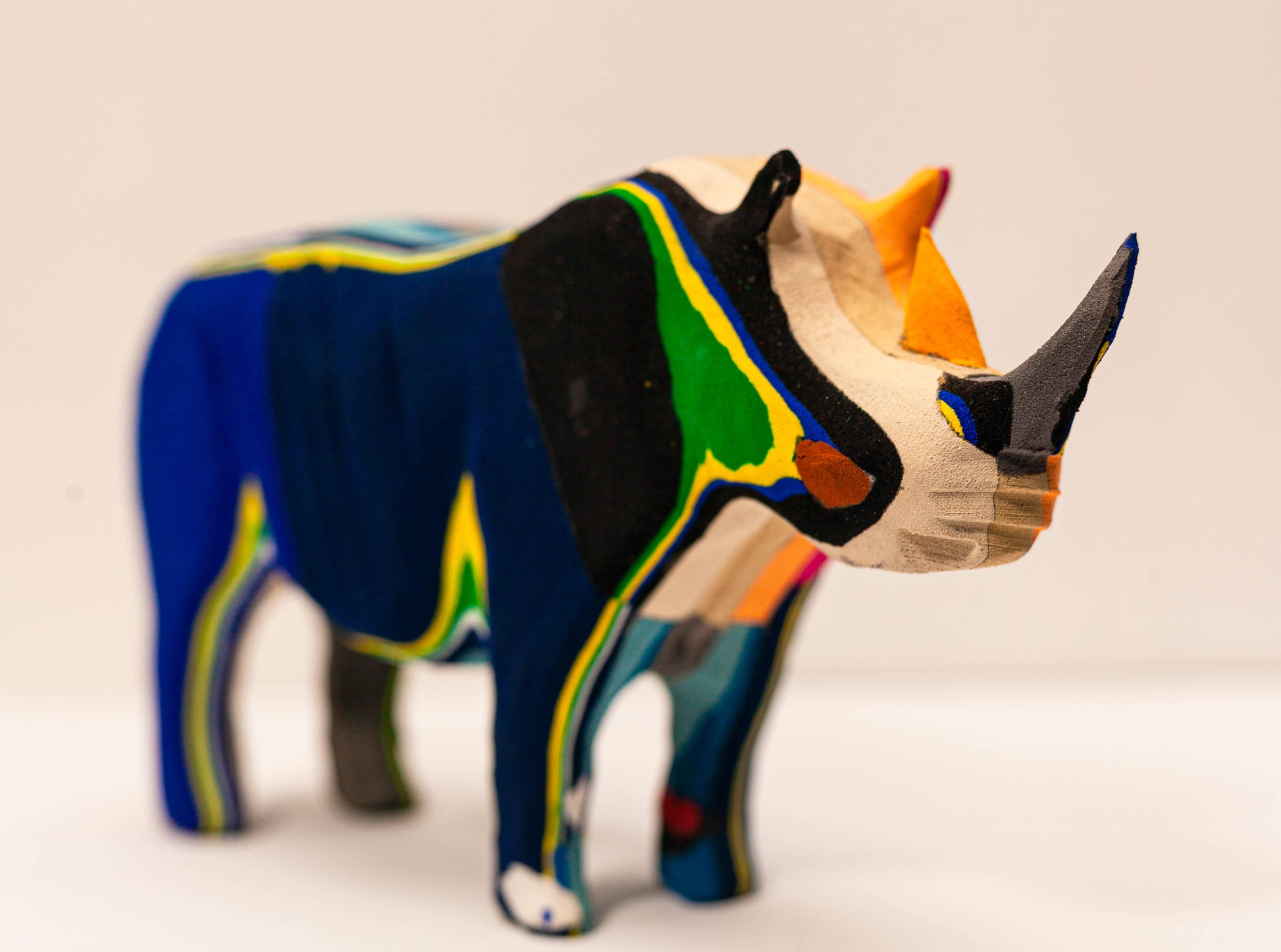 Handmade recycled flip flop rhino sculpture by RFFS Studio, Cape Town